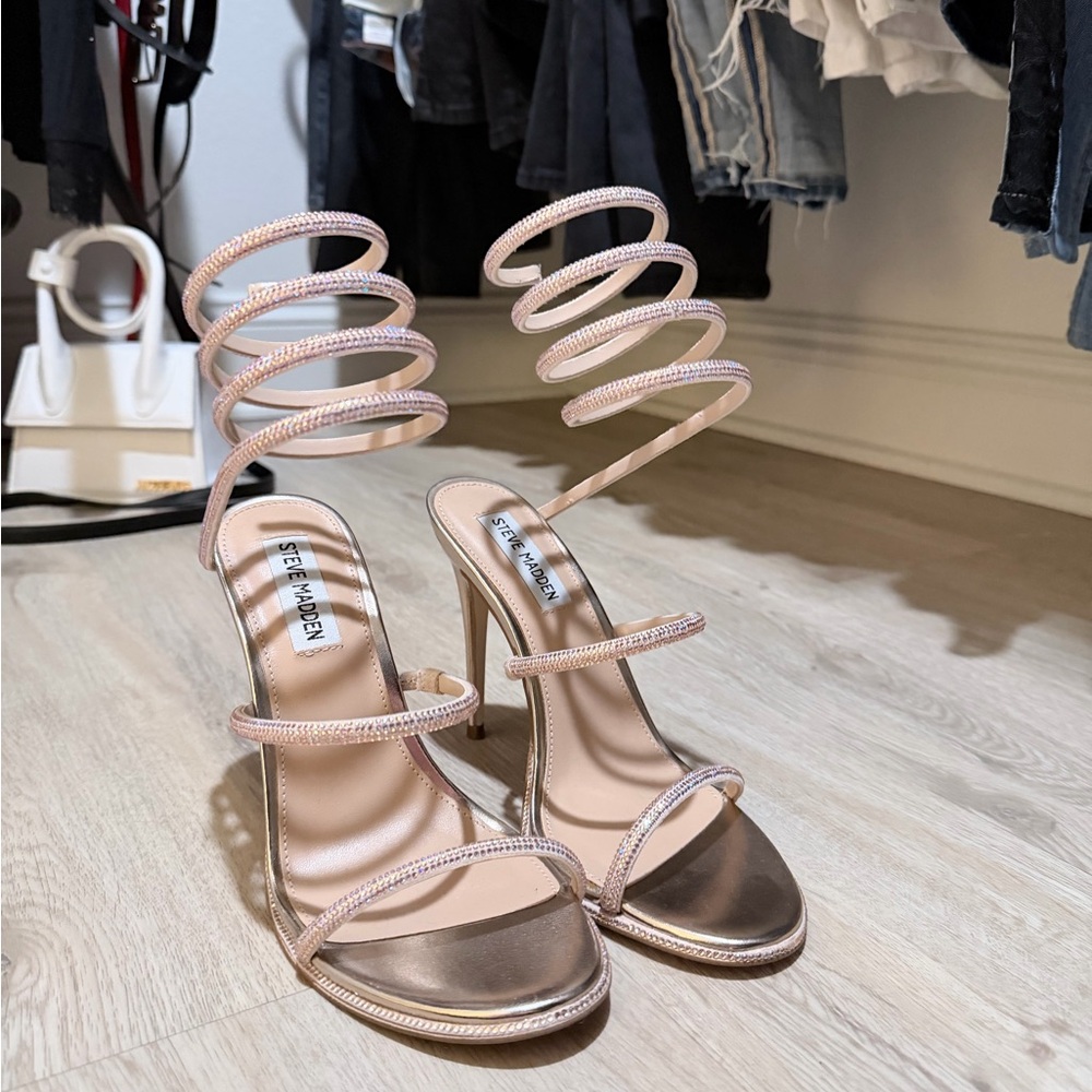 Steve Madden Spiral Strap Heels - Light Pink